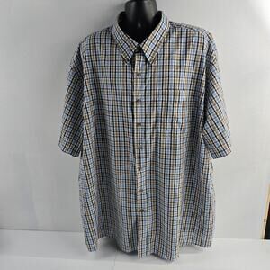 Harbor Bay 4XL short sleeve button down‎ shirt plaid blue mens 6470